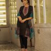 Black Muslin and Crepe Salwar Kameez