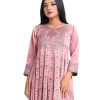 Peach Crepe A-line Kameez