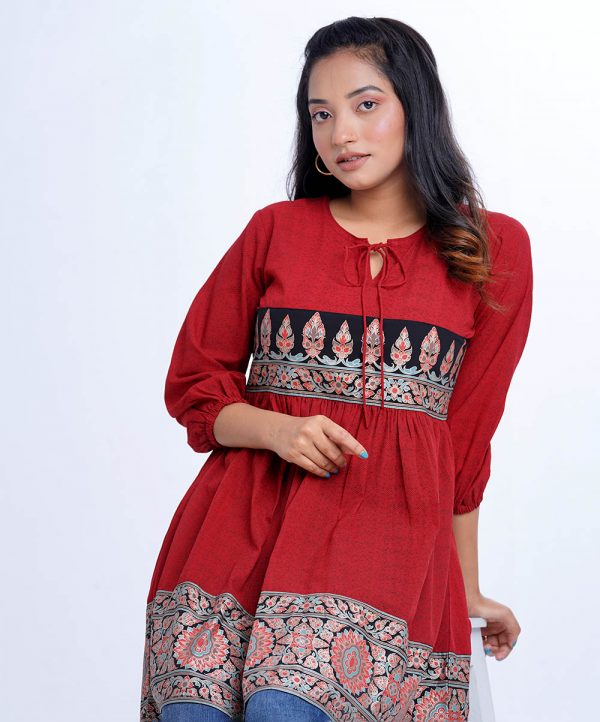 Red Georgette A-line Tunic