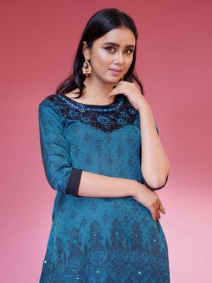 Teal A-line Long Tunic