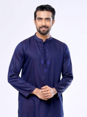 Navy Blue Semi Fitted Cotton Panjabi