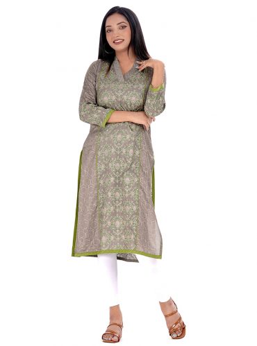 Gray Textured Silk-Blend Kameez