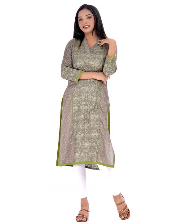 Gray Textured Silk-Blend Kameez