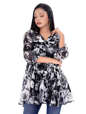 Black Georgette A-Line Tunic