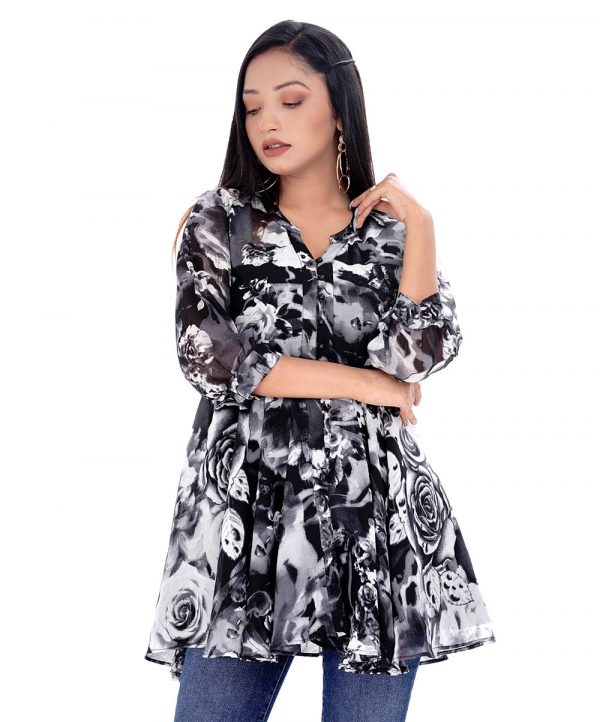 Black Georgette A-Line Tunic
