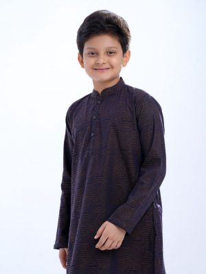Brown Jacquard Cotton Panjabi
