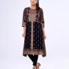 Black Viscose A-line Kameez