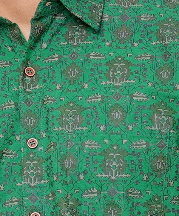 Green Cotton Short sleeve Comfort Shirt