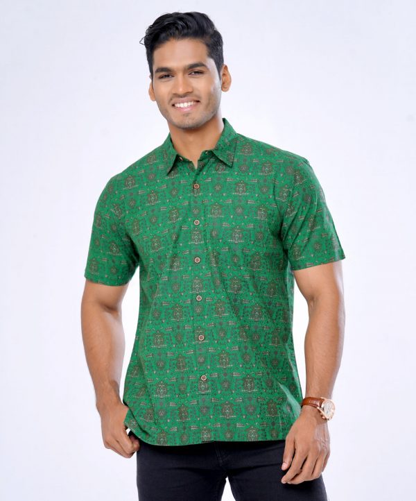 Green Cotton Short sleeve Comfort Shirt