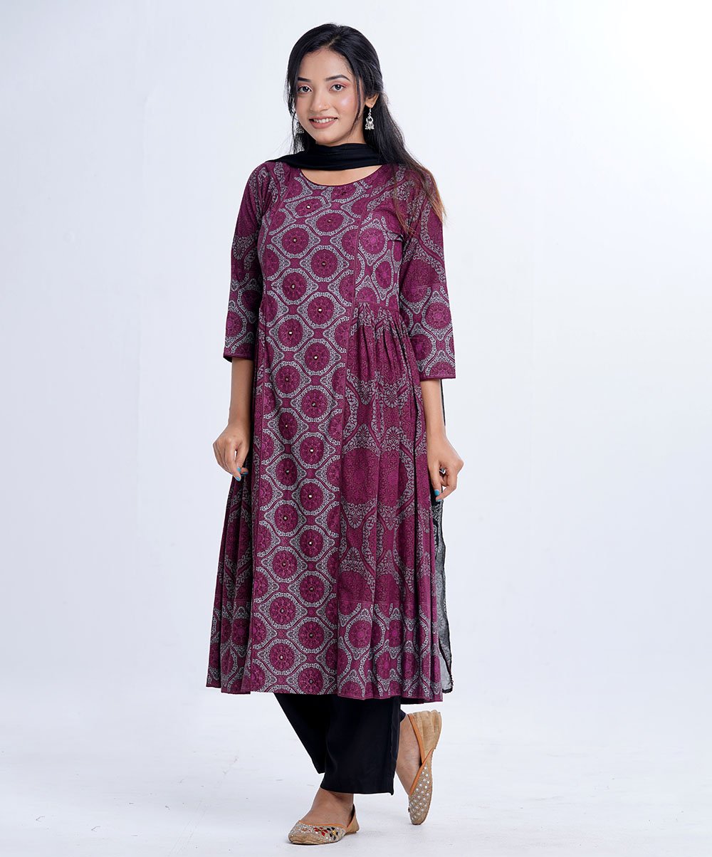 Plum Viscose Salwar Kameez