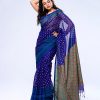 Blue all-over printed Cotton Saree with matching border.