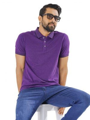 Purple Polo Shirt in Cotton pique fabric. Designed with a classic collar, short sleeves and logo embroidered at the chest.