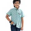 Mint Green casual shirt in printed Cotton fabric. Designed with a classic collar, short sleeves and a chest pocket..