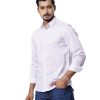 White casual shirt in printed Cotton fabric. Designed with a classic collar and long-sleeved with adjustable buttons at cuffs.