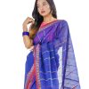 Blue Cotton Saree with matching paar. Designed with all-over thread work.