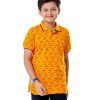 Yellow all-over printed Polo Shirt in Cotton Pique fabric. Designed with a classic collar and short sleeves. Contrast tipping at the collar and cuffs.