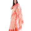 Orange all-over printed Cotton Saree with beautiful karchupin on the achal.