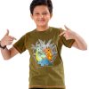 Olive Green T-Shirt in Cotton single jersey fabric. Designed with a crew neck, short sleeves and dragons print on the chest.