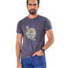 Gray T-shirt in Cotton single jersey fabric. Designed with a crew neck, short sleeves and print on the chest.