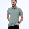 Slate Green Polo Shirt in Cotton pique fabric. Designed with a classic collar, short sleeves, and logo embroidered at the chest.