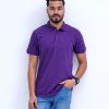 Purple Polo in Cotton Pique fabric. Designed with a classic collar and short sleeves.