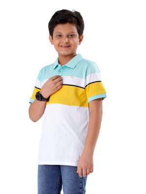 White striped Polo Shirt in Mercerized Cotton Single Jersey fabric. Designed with a classic collar, short sleeves and logo embroidered at the chest.