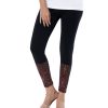 Black legging in stretchable Cotton fabric with prints on the border. Concealed elastication at the waistline.