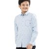 Blue casual shirt in printed Cotton fabric. Designed with a classic collar, long sleeves and a chest pocket.
