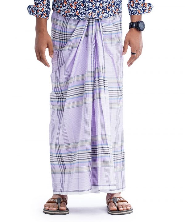 Purple stripe Lungi in premium quality Cotton fabric.
