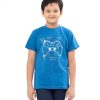 Blue T-shirt in Cotton single jersey fabric. Designed with a crew neck, short sleeves and print on the chest.