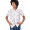 White casual Shirt in printed Cotton fabric. Designed with a classic collar and short sleeves.