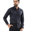 Black business formal shirt in premium-quality Cotton fabric. Designed with a classic collar and long-sleeved with adjustable buttons at cuffs. Regular fit.