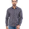 Gray casual Shirt in printed Cotton fabric. Designed with a classic collar and long-sleeved with adjustable buttons at cuffs.