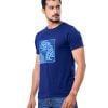 Blue T-Shirt in Cotton single jersey fabric. Designed with a crew neck, short sleeves and print on the chest.