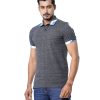 Gray Polo Shirt in Pique Melange fabric. Designed with a classic collar and short sleeves. Classic design jacquard at the collar and cuffs.
