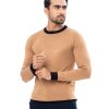 Brown Sweater in Cotton knit fabric. Round neck and long sleeves. Ribbed neckline, cuffs, and hem.