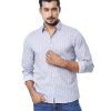 Gray casual shirt in printed Cotton fabric. Designed with a classic collar and long sleeves with adjustable buttons at the cuffs. Slim fit.