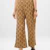 Brown all-over printed Palazzo in Crepe fabric. Concealed elastication on the waistline.