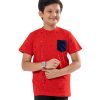Red T-Shirt in Cotton single jersey fabric. Designed with a crew neck, short sleeves and contrast blue chest pocket.