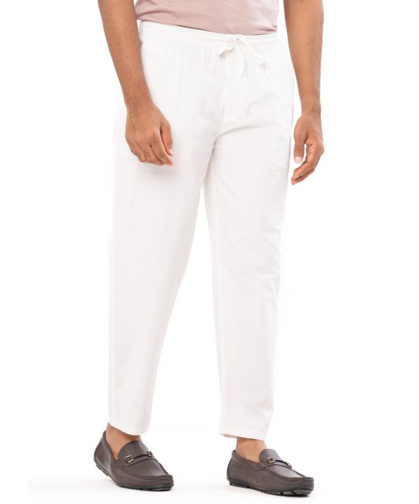 Off-White Premium Aligor Pajamas in premium-quality soft Cotton fabric. Five pockets, Covered elastic with adjustable drawstring at hemline & zipper fly.