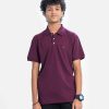 Teen boy short-sleeved polo shirt in cotton pique fabric. Rib collar.