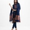 Women's printed straight kameez in viscose fabric. Round neck, full Sleeve. Karchupi at the front. Half-silk dupatta with crepe palazzo pant.