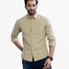 Men's casual shirt in cotton fabric. Classic collar and long cuff-sleeved.