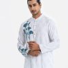 Men's printed panjabi in viscose fabric. Mandarin collar, and inseam pockets.