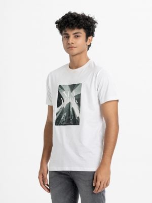 Men's t-shirt in cotton single jersey fabric. Crew neck, short sleeves. Print on the chest.