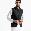 Men's Waistcoat in Jacquard fabric. Mandarin collar, sleeveless, straight hem with button closure and three pockets at front.