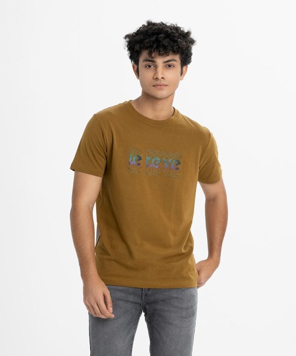 Men's t-shirt in cotton single jersey fabric. Crew neck, short sleeves. Le Reve logo AOP print on the chest.