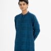 Men's slim fitted panjabi in Jacquard fabric. Karchupi at mandarin collar with metal buttons placket.