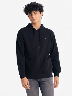 Black Cotton Hoodie Sweat Shirt