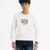 Men's winter slim fitted sweat shirt in terry fabric. Full sleeves, round neck and print on the chest.